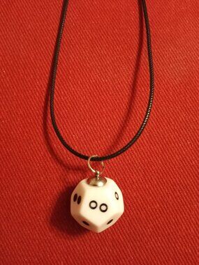 D12 White and Black dice pendant necklace
